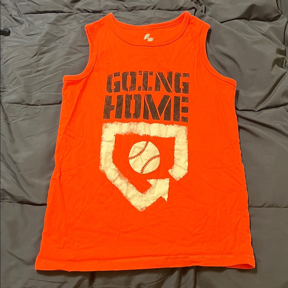 Light Red Sleeveless 'Going Home' Baseball Tank Top